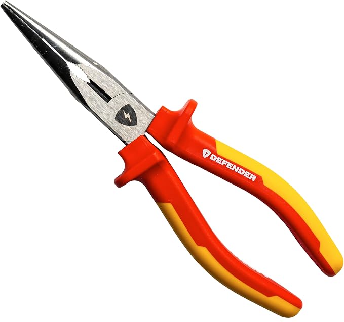MEGAPRO® DEFENDER Pliers | 1000V VDE Certified | 8.5" Long | Insulated | Electricians Tools (Needle Nose)