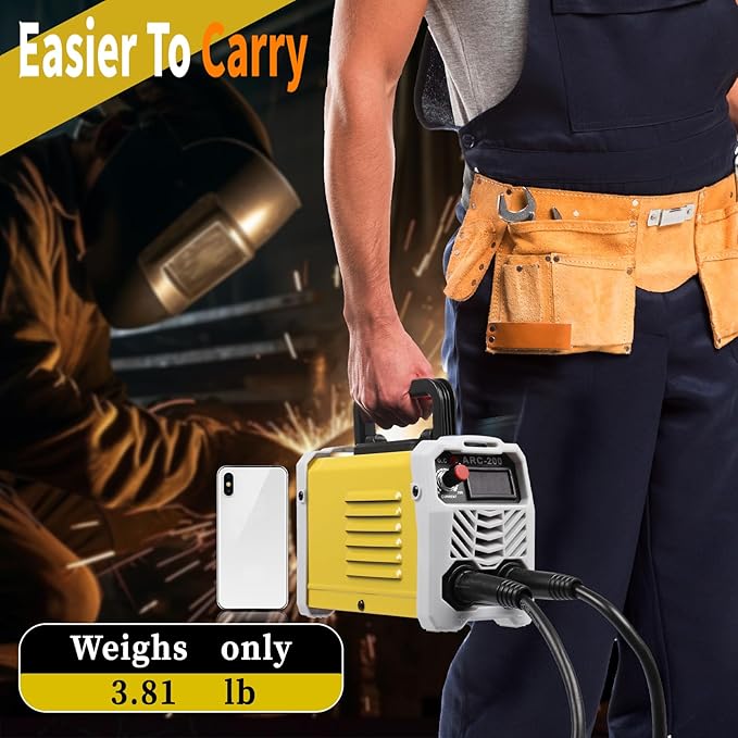 Mini Welder Machine 110V ARC200 Stick Welder Electric Welding Machine, Welding Electrode Holder Slag Hammer Home DIY 110V