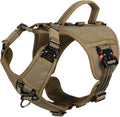 ICEFANG Quick-Moving Tactical Dog Harness for Small Dogs,No Pull Dog Vest | Control Handle,Reflective,Full Metal Buckles,Adjustable,Hook-and-Loop Panel,Soft Padded,Brown,Small