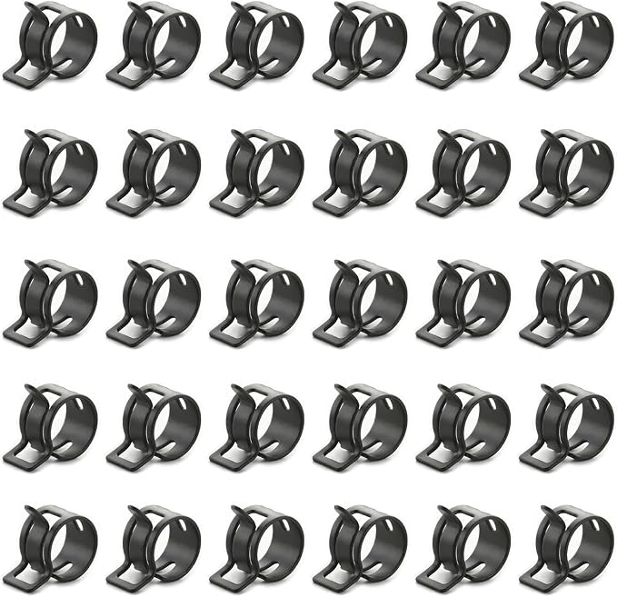 100pcs 1.02" ID Constant Tension Band Hose Clamps, 26mm Spring Band Type Action Hose Clamp Manganese Steel Fuel Line Clamp Low Pressure Air Clip Clamp for Fuel Hose Line Water Pipe Air Tube black
