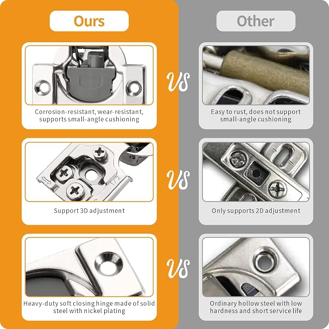Chibery 2 Pack 1/2" Overlay 3D Soft Close Concealed Hinge for Face Frame Door, Smooth Slow Self Closing Hinges, Satin Nickel, Hidden 105° Open Angle Stainless Steel Hinge for Kitchen Cabinet Door