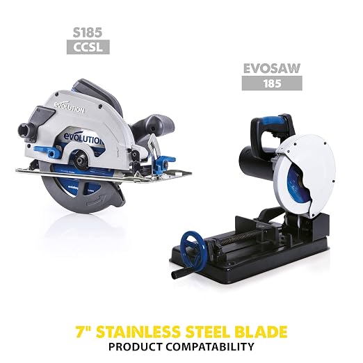 Evolution Power Tools 180BLADESS Stainless Steel Cutting Saw Blade, 7-Inch x 48-Tooth, Yellow