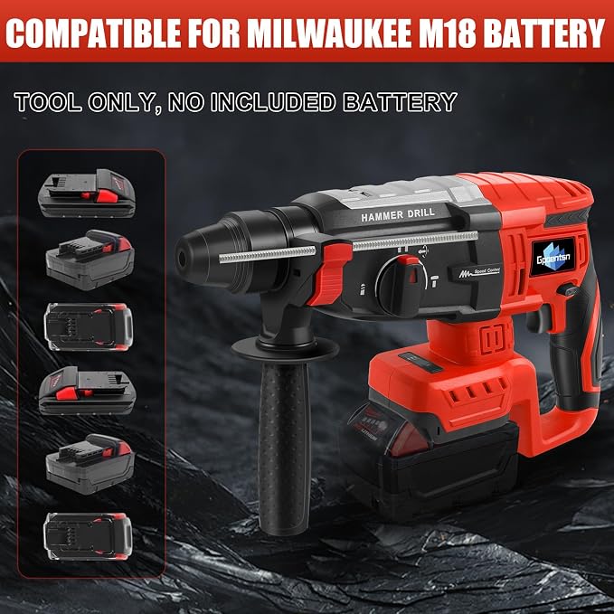 Cordless Rotary Hammer Drill (Tool Only) Compatible with Milwaukee M18 | 2.6J Impact | SDS-Plus Chuck | 4-Mode | Brushless Motor (Battery not Included)
