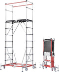 APARECIUM 12’ Aluminum Scaffolding, Foldable Scaffolding Ladder, Multipurpose Rolling Scaffolding Work Platform, Scaffold Tower, Ladder Stool Work Bench, Adjustable Work Platform, 330 Lbs Duty Rate