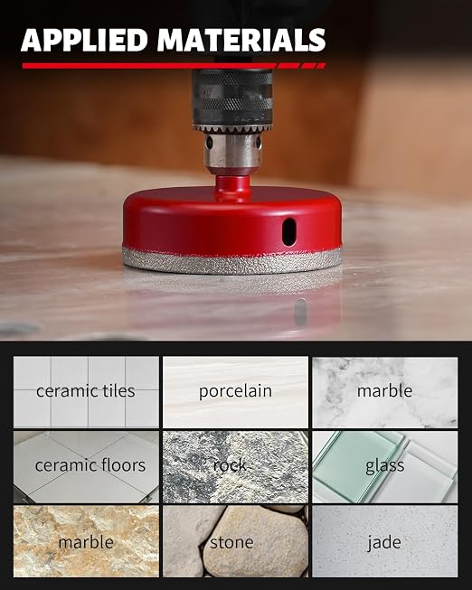 DAYDOOR 4-1/2" Diamond Hole Saw Bit with Pilot Drill Bit -1pc 114mm Diamond Tile Hole Saw with Guiding Bit for Porcelain Tile Ceramic Pottery Granite Stone Glass Bottles(3/8" Triangle Shank)