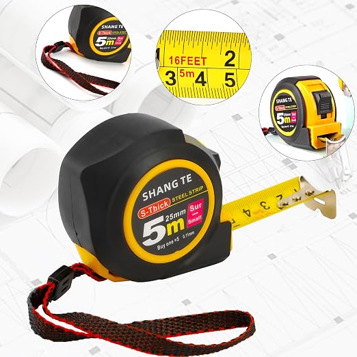 2 Packs Measuring Tape Retractable 16 ft, Steel Tape Measure, 16-Foot Basics Self-Locking Measurement Auto Lock Tape Rule Imperial/Metric Tape Measure for Body Measurements Handicraftsman