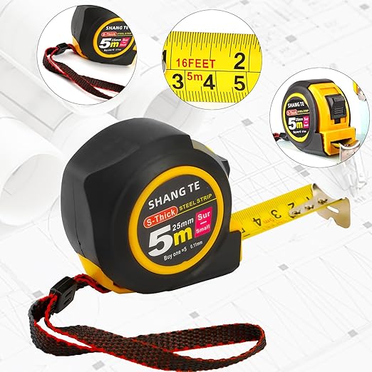 2 Packs Measuring Tape Retractable 16 ft, Steel Tape Measure, 16-Foot Basics Self-Locking Measurement Auto Lock Tape Rule Imperial/Metric Tape Measure for Body Measurements Handicraftsman