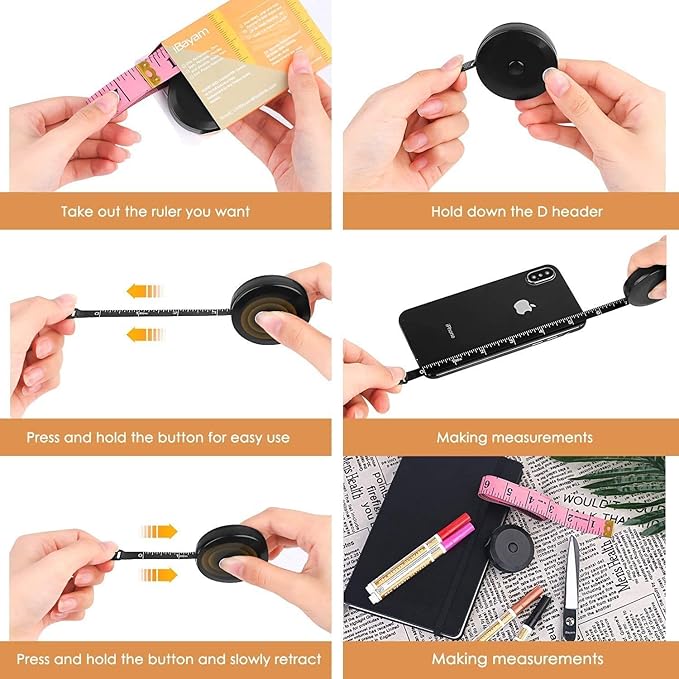 2 Pack Tape Measure Measuring Tape Tool for Body Fabric Sewing Tailor Cloth Knitting Vinyl Home Craft Measurements, 60-Inch Soft White & Retractable Double Scales Rulers for Body Weight Loss