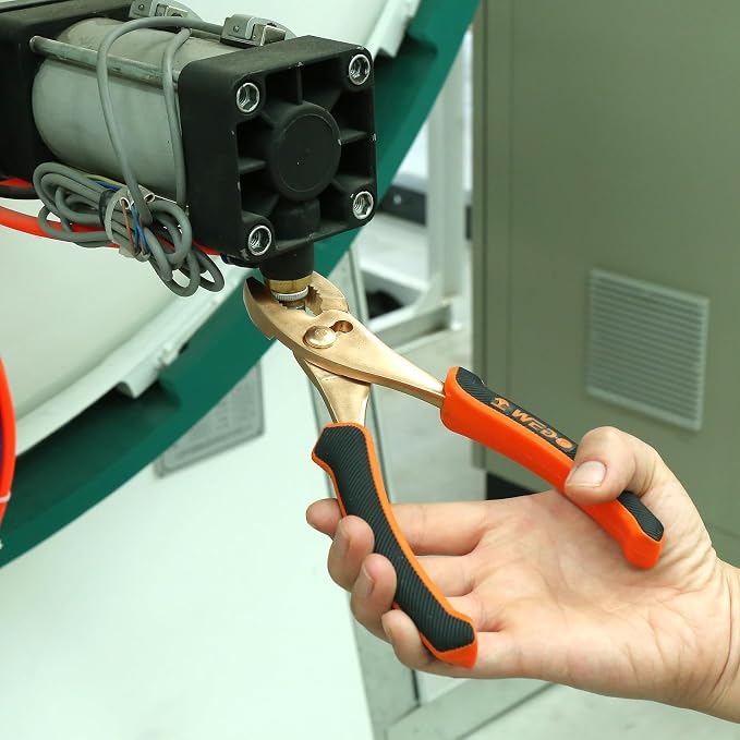 WEDO Non-Sparking Slip Joint Pliers 6", Spark-free Safety Wire Cutter Pliers, DIN Standard, BAM & FM Certificate, Opening Max 8mm, Aluminum Bronze