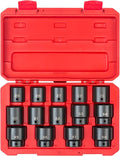 TEKTON 1/2 Inch Drive Impact Socket Set, 14-Piece | SID92325 | (25 - 38 mm), Shallow, 6-Point, Case