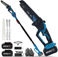 2-in-1 Cordless Pole Saw & Mini Chainsaw,Batteries Compatible, 16Ft Reach | 8-inch brushless cutter,Ideal for backyard tree trimming, shrub shaping, hedge maintenance, routine seasonal yard cleanup