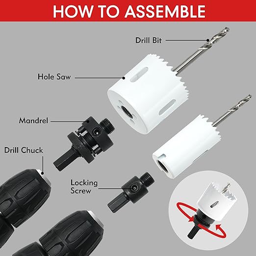 Hole Saw Kit Bi Metal, with 3/4" to 2-1/2" 22 PCS Saw Blades in Case, Hole Saw Set for Metal, Wood and Plastic, with Clean and Smooth Cutting Edge, Fast Chip Removal