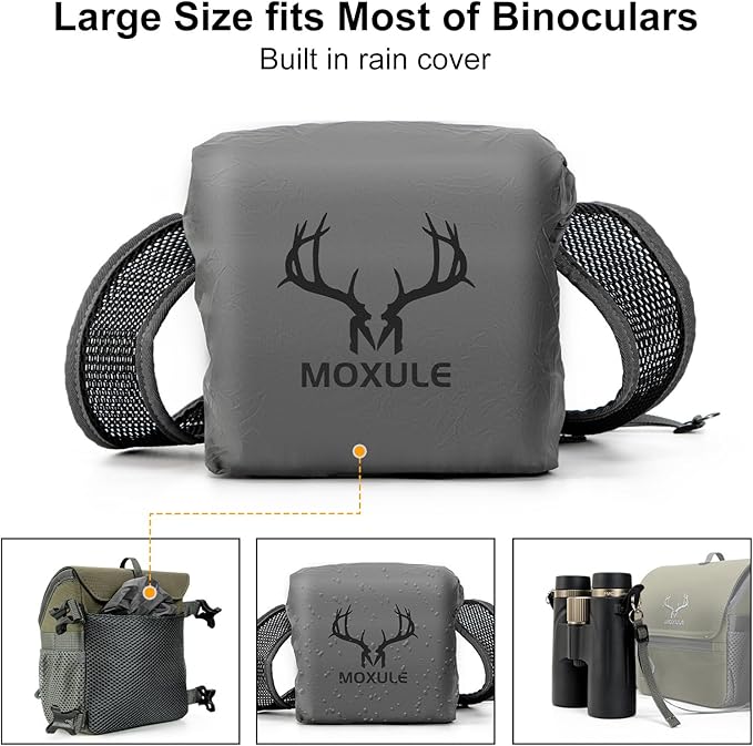Binocular Harness Chest Pack: Bino Case, Magnetic Lid, Rain Cover | Silent one-hand access, water-resistant fabric, MOLLE webbing for hunting, birdwatching and hiking