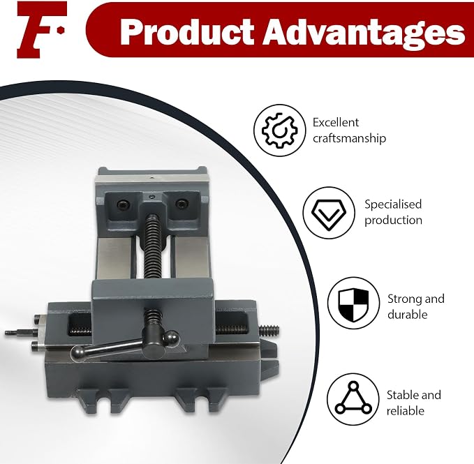 findmall 4 Inch Cross Cross Slide Drill Press Vise 1-3/8”Jaw Depth