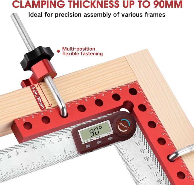Corner Clamp for Woodworking 90 Degree Positioning Squares, 4 Pack Aluminum Alloy Corner Clamping Squares with Adjustable Clamps Right Angle Tool for Cabinet,Drawer & Picture Frame Assembly