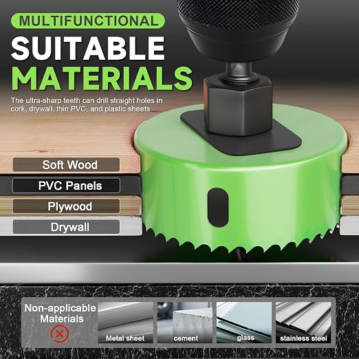 18 Piece Hole Saw Set - High Carbon Steel 19-76mm (3/4" to 3") Blades for Drywall, Softwood, Plastic, and PVC; Professional Grade with Instant Support