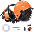 VEVOR Electric Concrete Saw, 14 in, 2600 W Motor Circular Saw Cutter with Max. 6 in Adjustable Cutting Depth, Wet Disk Cutter Includes Water Line, Pump and Blade, for Stone, Brick