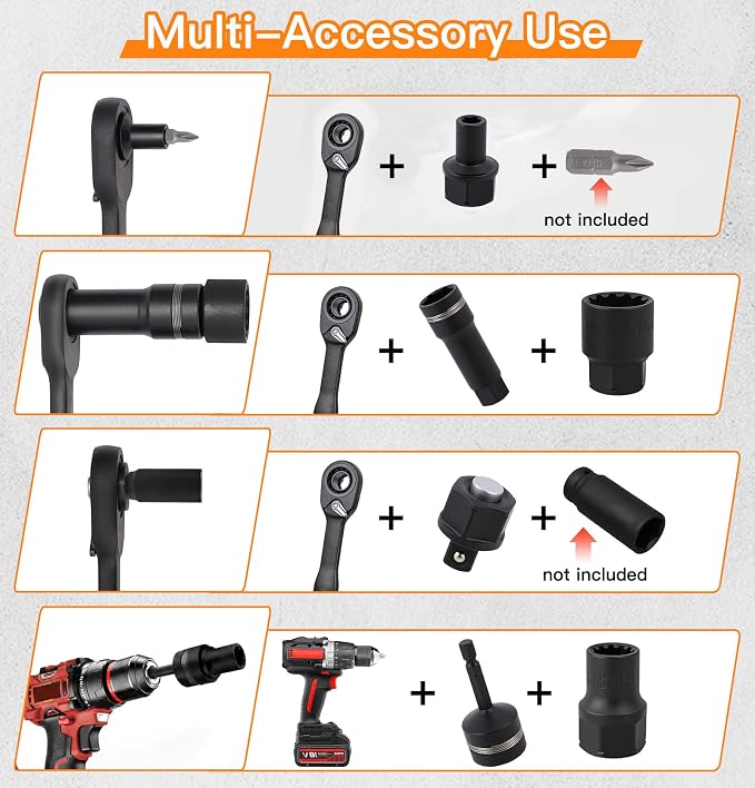 24 Piece 3/8" Through-Bolt Socket Set, 2-in-1 Ratchet (72-Tooth) | 12-point serrated through-hole Metric and SAE sockets