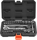 VEVOR Socket Set, 27 Pieces, 1/4 inch Drive Socket and Ratchet Set, SAE and Metric, Mechanic Tool Kit with Ratchet Wrench, Extension Bar and Storage Case, CR-V Alloy Steel, for Automotive Repair | Mechanic Tool Kit with Ratchet Wrench, Extension Bar an...