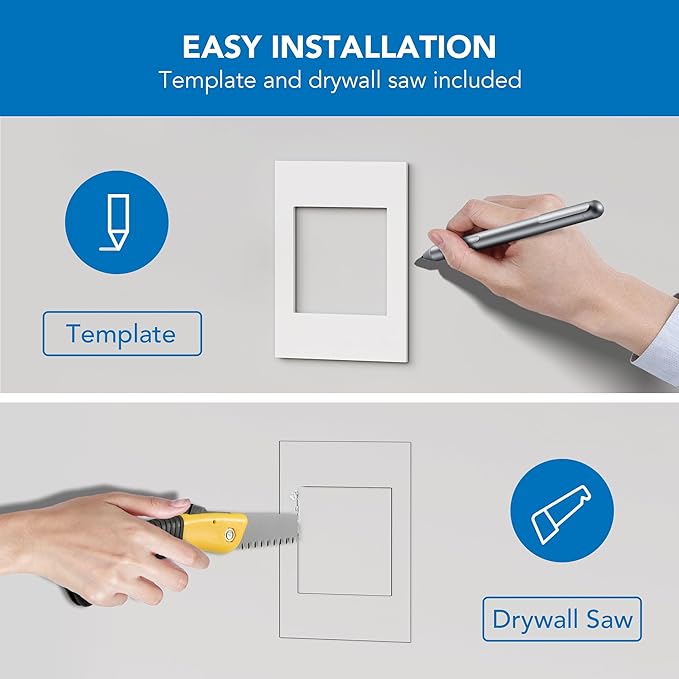 Mount-It! Kit ocultacables de TV para pared con alimentación empotrada – Triple toma de corriente, cable de 2,7 m y sierra de mano – Gestión de cables fácil y segura para configuraciones de TV y cine en casa organizadas