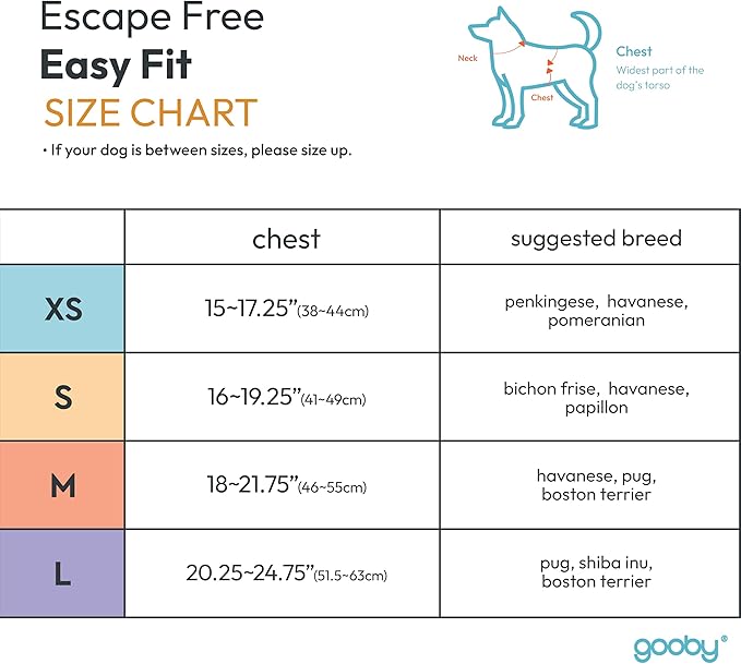 Gooby Escape Free Easy Fit Dog Harness, Step-in, Turquoise, Large | Patented escape-free frame; Contracts if they back out; Step-in easy on/off; Machine washable; Light POM leash ring