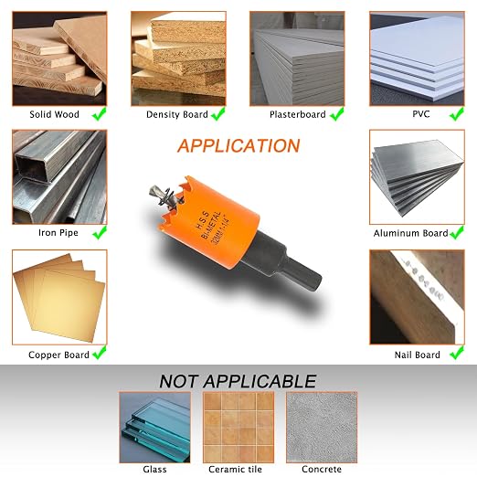 1-1/4 Inch Hole Saw with Arbor for Wood Metal Plastic, 1.25 in Bimetal Hole Cutter, Fast Chip Removal, Smooth Flat Drilling Edge