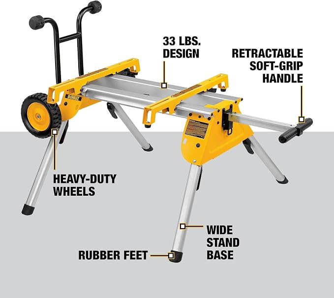 DEWALT Table Saw for Jobsite, Compact, 8-1/4-Inch with Table Saw Stand, Mobile/Rolling (DWE7485 & DW7440RS)