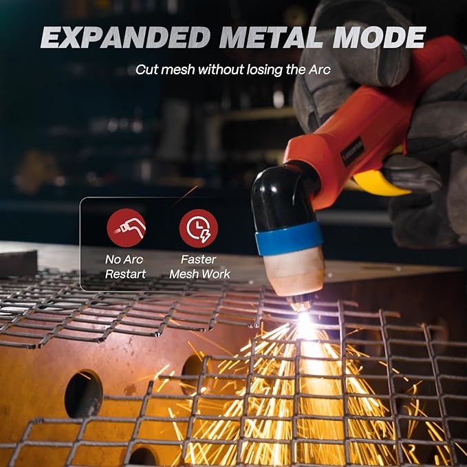 ARCCAPTAIN 65Amp Plasma Cutter, Pilot Arc Plasma Cutting Machine, Cuts 1-1/8" Max, Built-in air filter, Upgraded Large LED Display, 110V/220V, Supports Rust Removal & Expanded Metal, 2T/4T, PA/PT