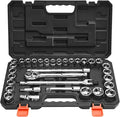 VEVOR Socket Set, 33 Pieces, 1/2 inch Drive Socket and Ratchet Set, SAE and Metric, Mechanic Tool Kit with Ratchet Wrench, Extension Bar and Storage Case, CR-V Alloy Steel, for Automotive Repair | SAE and Metric, Mechanic Tool Set with Ratchet Wrench, ...
