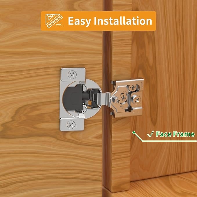 Chibery 60 Pack 5/8" Overlay 3D Soft Close Concealed Hinge for Face Frame Door, Smooth Slow Self Closing Hinges, Satin Nickel, Hidden 105° Open Angle Stainless Steel Hinge for Kitchen Cabinet Door