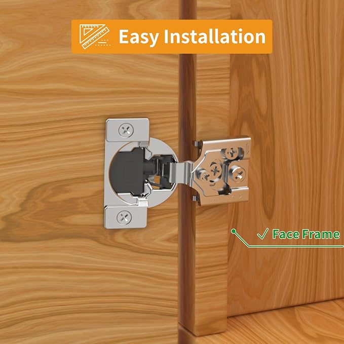 Chibery 20 Pack 5/8" Overlay 3D Soft Close Concealed Hinge for Face Frame Door, Smooth Slow Self Closing Hinges, Satin Nickel, Hidden 105° Open Angle Stainless Steel Hinge for Kitchen Cabinet Door
