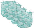 Lunarable Aquamarine Chair Seating Cushion Set of 4, Retro Design Continuous Pattern of Abstract Flowers, Anti-Slip Seat Padding for Kitchen & Patio, 16"x16", Turquoise Pale Seafoam