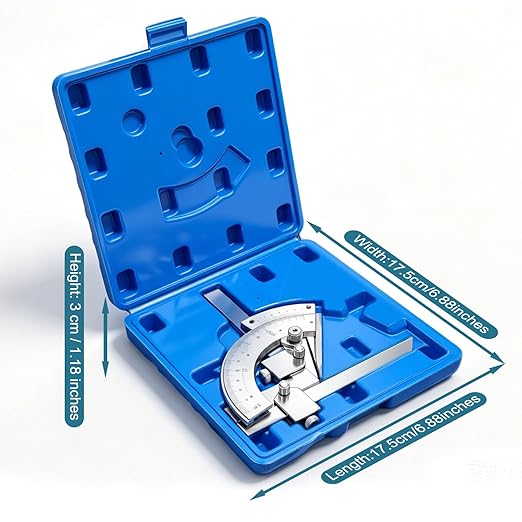 Vernier Bevel Protractor 0-320° Accuracy 0.02° Fine Tuning Carbon Steel Protractor with Storage Box,Angle Measuring Tool for Woodworking Carpenter Construction DIY