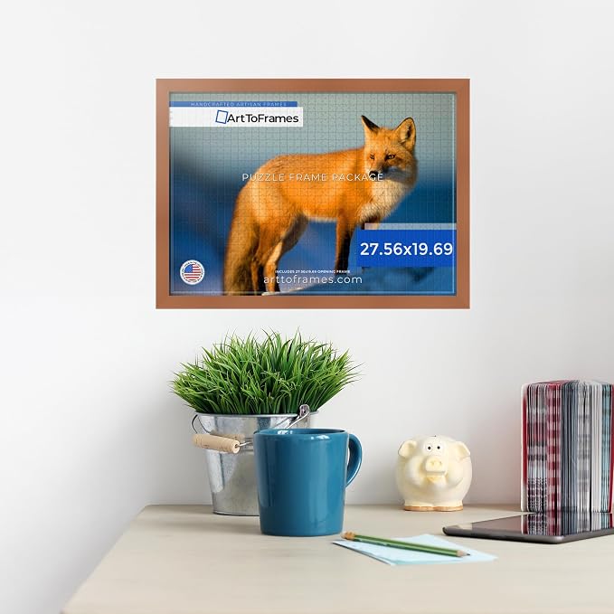 ArtToFrames Puzzle Frame for Buffalo Games 1000 Piece Jigsaw Puzzles, 27.56x19.69 Inch (70x50 cm), Burnt Umber Engineered Wood with Economy Acrylic, Ready to Hang Puzzle Display