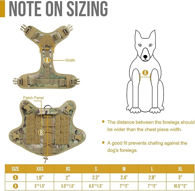 OneTigris Tactical Dog Harness with Handle No-Pull Adjustable for Large Dog | Military 1000D Pullable Nylon, Service Dog Vest with Hook & Loop Panels, Easy On & Off for Walking Hiking Training Camo L