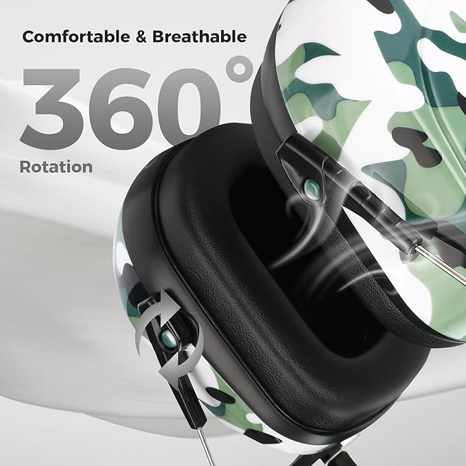 ProCase Noise Reduction Ear Muffs, Sound Proof Ear Protection, NRR 28dB Noise Cancelling Headphones for Adults Kids Autism, Hearing Protection for Mowing -Camogreen
