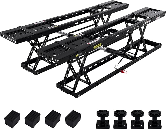 Albott 8000 LBS Portable Car Lift for Home Garage, Heavy-Duty Q355B Steel Vehicle Lift, Adjustable Height up to 27.4", 25–30s Fast Cycle, Locking Levers, Extension Plate, Foldable with Wheels