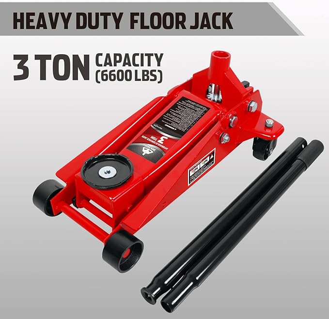 Jack Boss Floor Jack 3 Ton Capacity Fast Lift Service Jack Steel Heavy Duty Hydraulic Car Jack