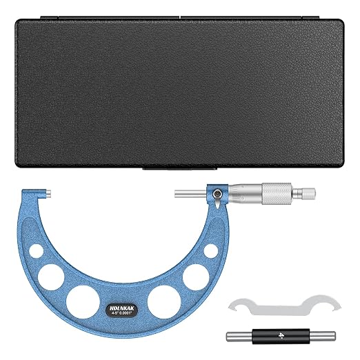 HDLNKAK Outside Micrometer Set, 4-5" Machinist Micrometer, 1 Pcs Machinist Tool Set, 0.0001" Graduation Micrometer Set, Alloy Precision Micrometer, Micrometer Standard Set with Case