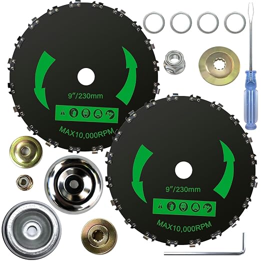 9" x 20T Chainsaw Tooth Brush Cutter Blade fits for STIHL FS56RCE FS91R FS70R FS94R FS111R FS131 FS91 FS131R FS56CE FS111RX Trimmer Weed Eater, with 2 Sets The Adapter Kit