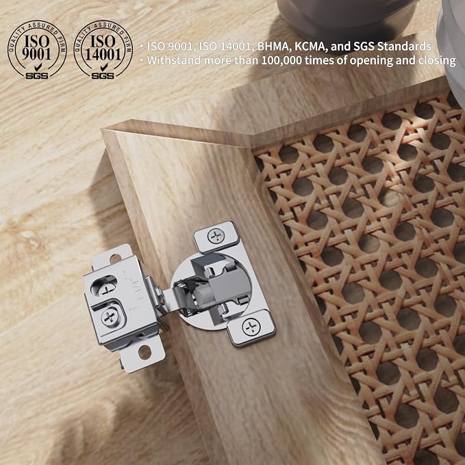 Chibery 10 Pack 1-1/4" Overlay 3D Soft Close Concealed Hinge, Face Frame Door, Small Angle Slow Close, Self Closing Hidden Satin Nickel, 105° Concealed Stainless Steel Hinges for Kitchen Cabinet Door