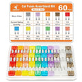 JOREST 60Pcs Micro Assorement Fuses Kit -Micro2 Fuse kit, Micro 2 Automotive Replacement Fuses for Car RV Truck Motorcycle(2Amp 3A 5A 7.5A 10A 15A 20A 25A 30A 35A 40A)