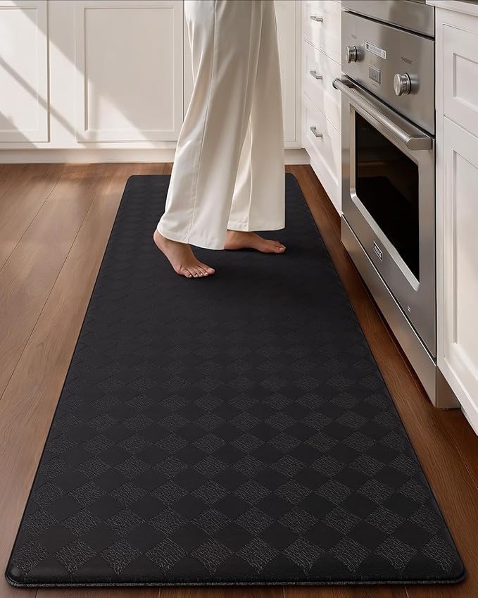 Color&Geometry Anti Fatigue Cushioned Kitchen Floor Mats,24"X71",Long Runner Rug Non Slip Waterproof,Memory Foam Padded Standing Mat for Front Sink,Black