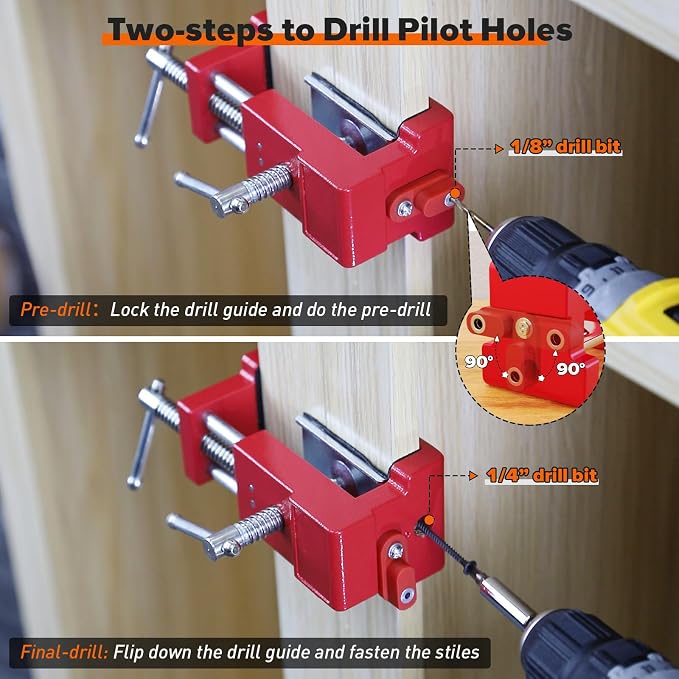 Cabinet Clamps, Cabinet Installation Cabinetry Clamps Face Frame Clamps Tools with Two Side Screws and Alignment Plate, 4 Pack, Red