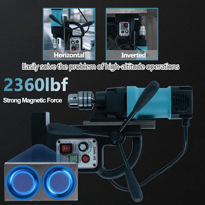 Mag Drill Press, 1150W Magnetic Drill Press, 2360lbf /10500N Mag Force, Portable Electric magnet press machine for Metal Surface