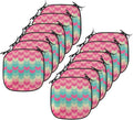 Lunarable Geometric Chair Cushion Pads Set 12, Retro Pattern Mexican Flora Bohemian Contemporary Art Illustration, Anti-Slip Seat Padding for Kitchen & Patio, 16"x16", Pink Pale Pink Turquoise
