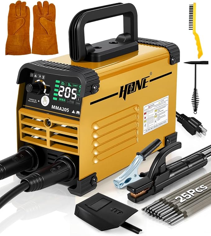 HONE Stick Welder, Upgraded 205Amp Mini Welder Machine 110V with Lift Tig Welding, IGBT Inverter Small Welding Machine with Hot Start Arc Force Anti-Stick VRD for 1/16"-1/8" Rod, Include 25 Rods.