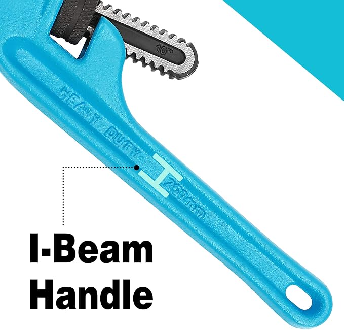 DURATECH 10-Inch Offset Pipe Wrench, Adjustable Plumbing Wrench | Heavy Duty End Pipe Wrench, Cast Iron Handle