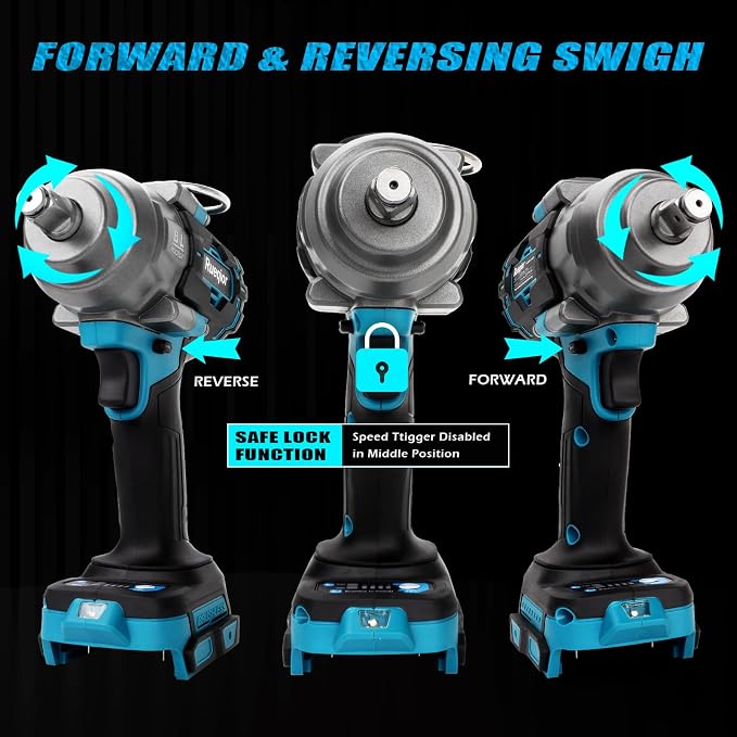 Cordless Impact Wrench 1/2" Compatible with Makita 18V Battery, Impact Wrench 1000FT-LBS(1360N.m) High Torque Brushless Electric Impact Power Impact Driver for Car, Truck (No Battery)