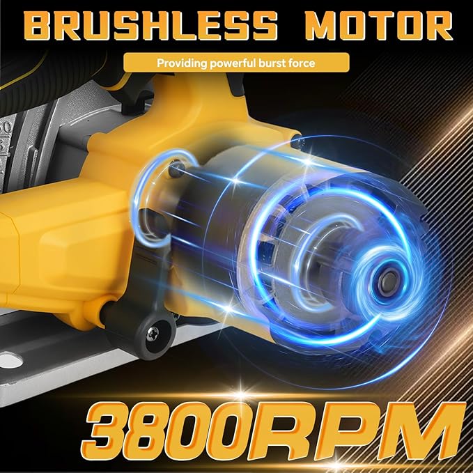 Cordless Circular Saw for Dewalt 20V Battery, 6-1/2 Inch Brushless Circular Saw, 0-45°Cutting Bevel,Max Cutting Depth 1.6" for Wood, Soft Metal, Plastic(No battery)